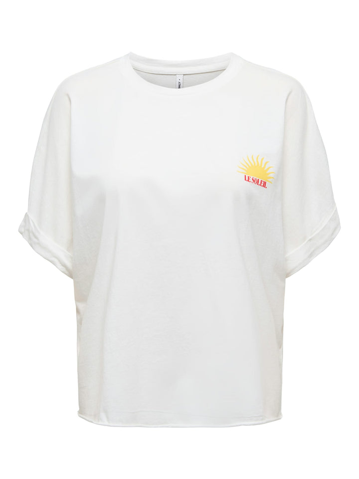Only ONLMINNA S/S PRINT TOP CS JRS – dames T-shirt - Off-white
