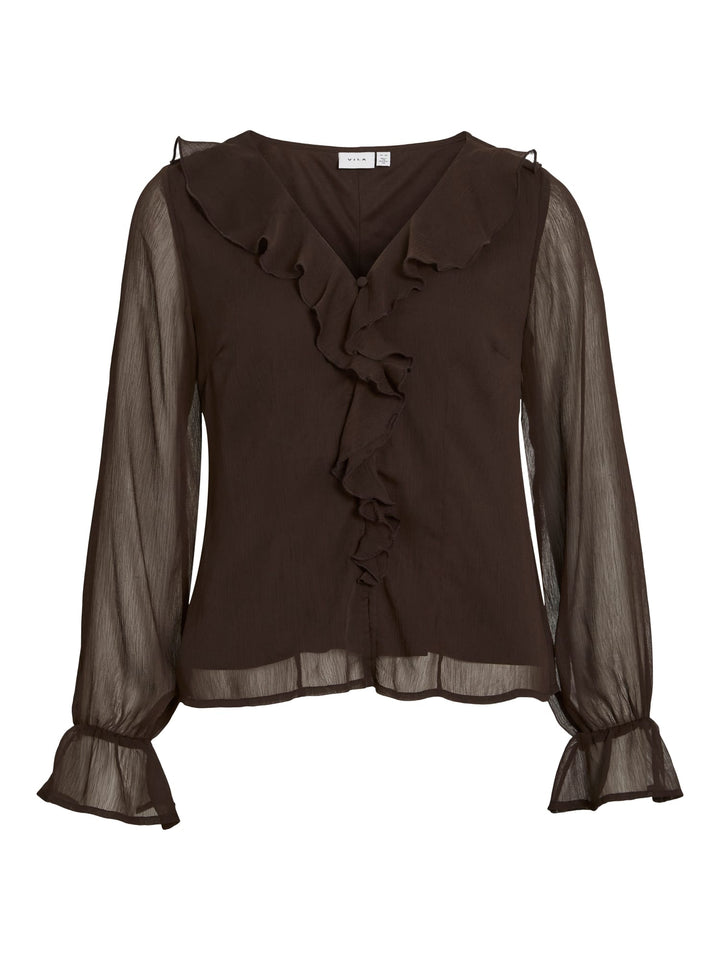 Vila 14113547 Silja blouse l/m bruin – dames