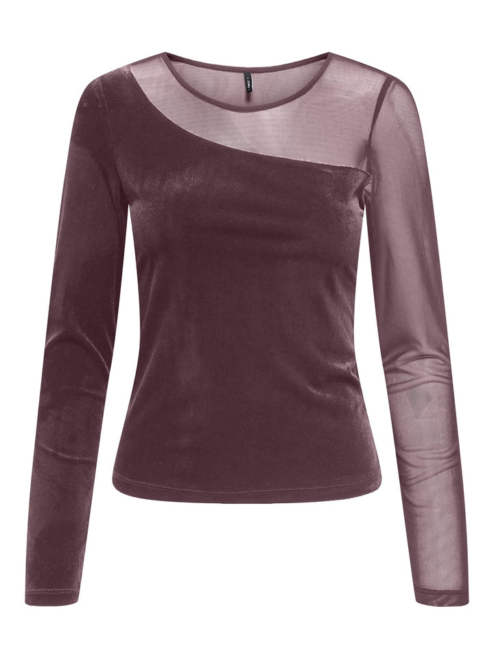 Only ONLSMOOTH L/S MESH MIX TOP bordeaux – dames top