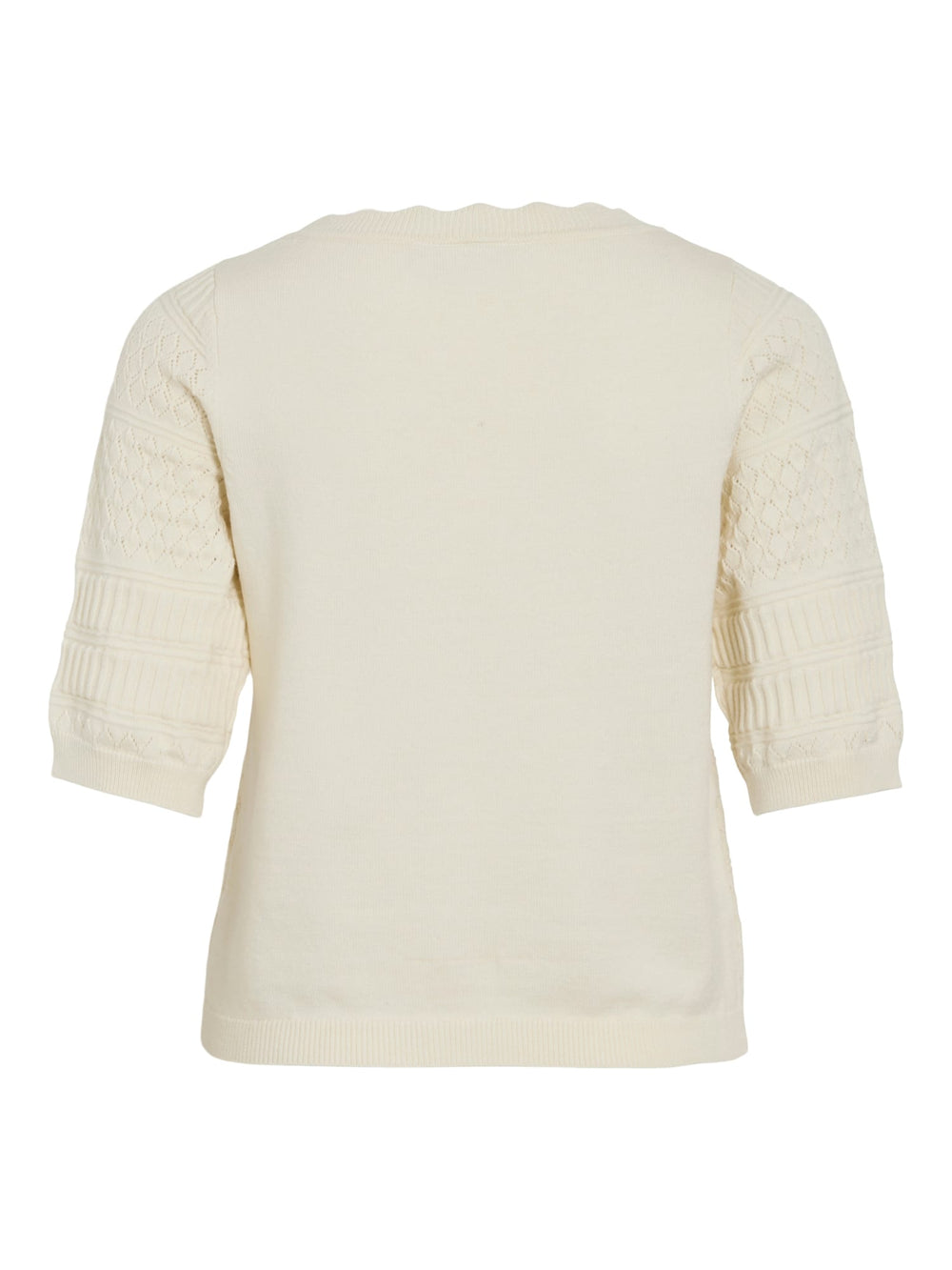 Vila VIMILOS S/S O-NECK POINTELLE TOP - dames top - Off-white