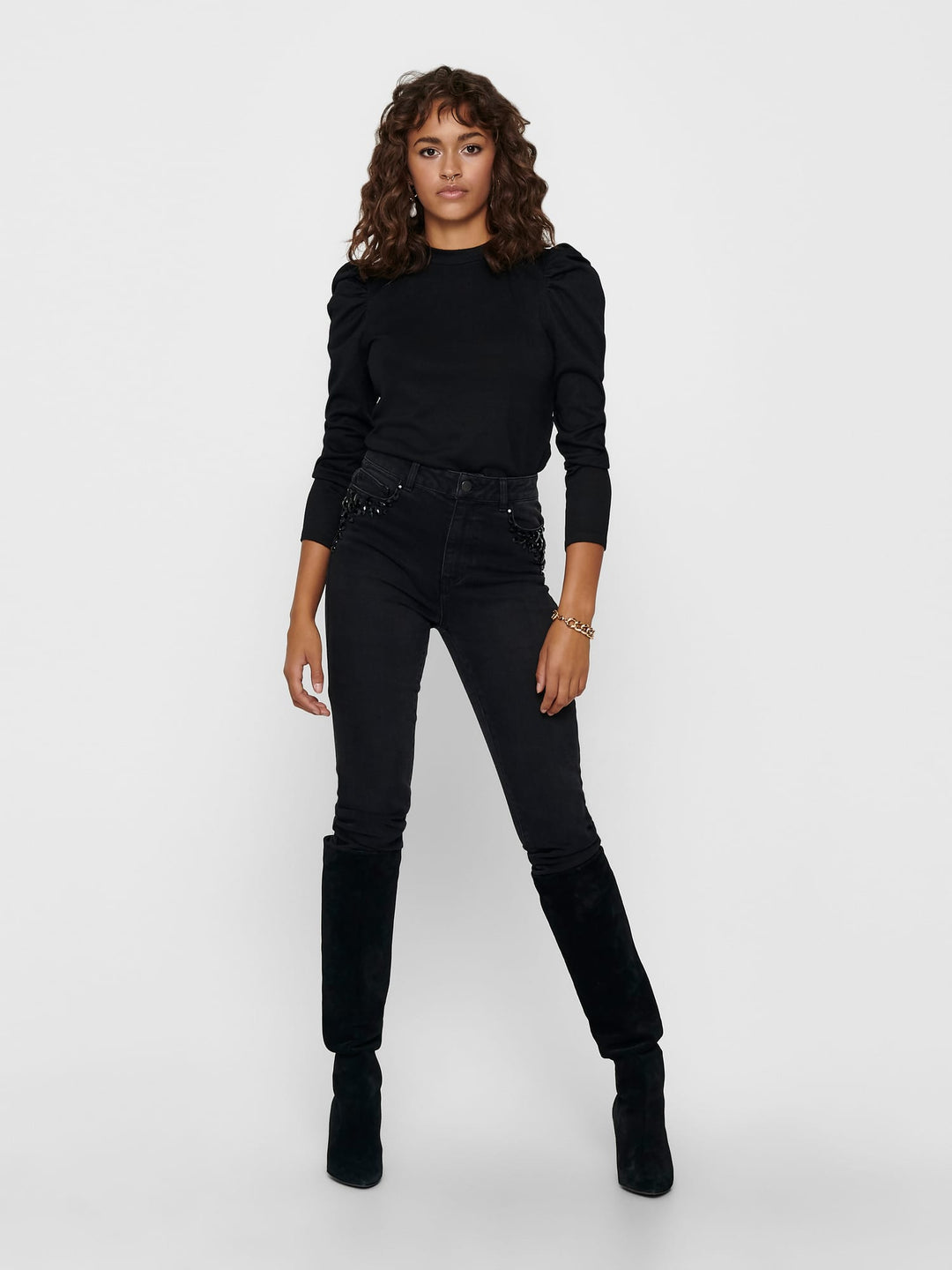 Jacqueline de Yong Tonsy T-shirt l/m zwart – dames