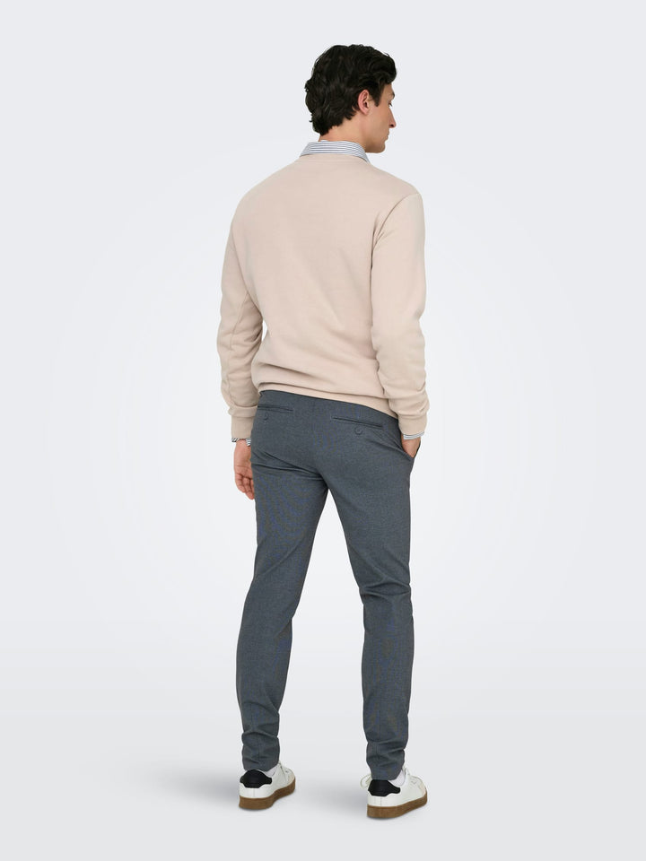 ONLY & SONS lange broek heren blauw dessin - L32