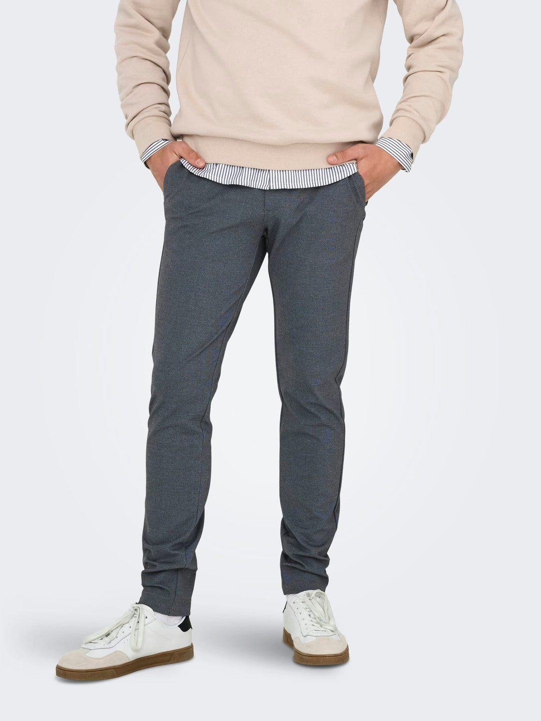 ONLY & SONS lange broek heren blauw dessin - L32