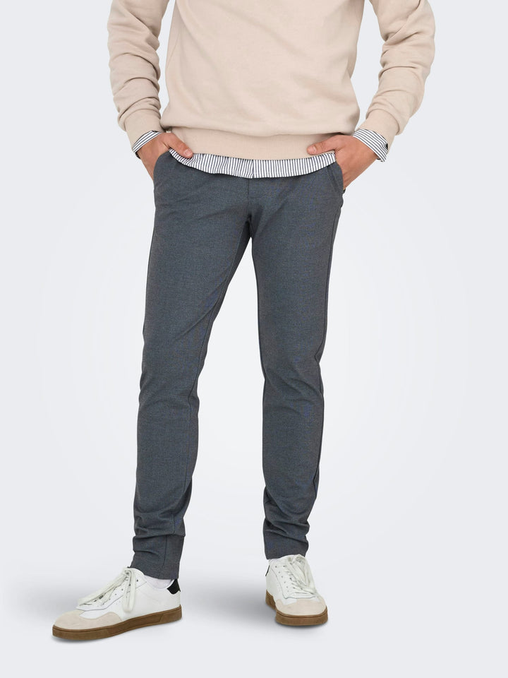 ONLY & SONS lange broek heren blauw dessin - L32