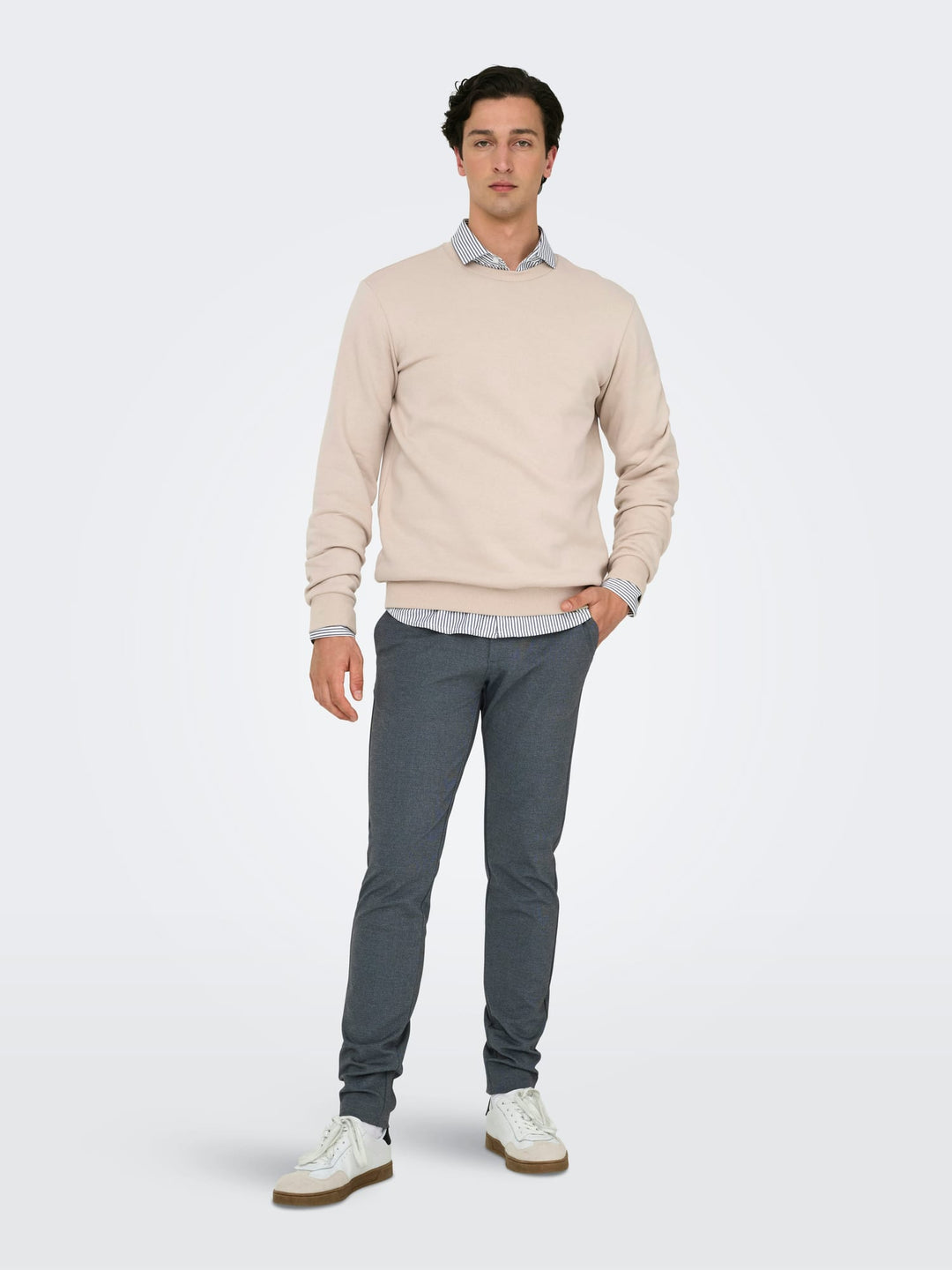 ONLY & SONS lange broek heren blauw dessin - L32