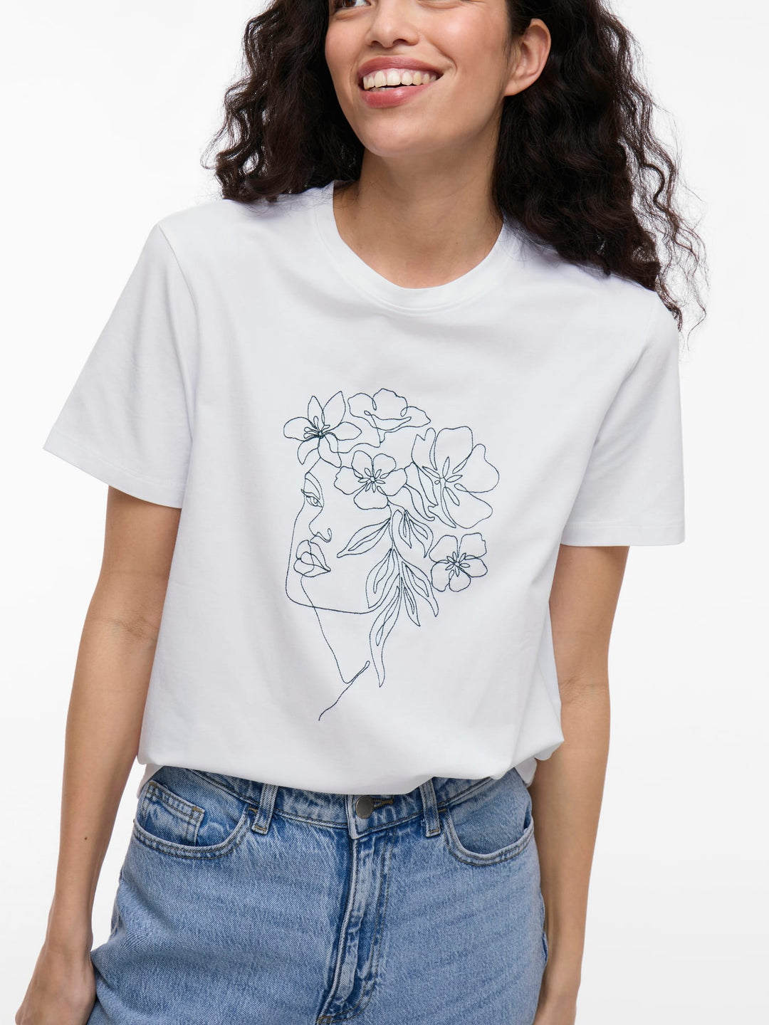 Vila 14103448 nora t-shirt k/m dames wit