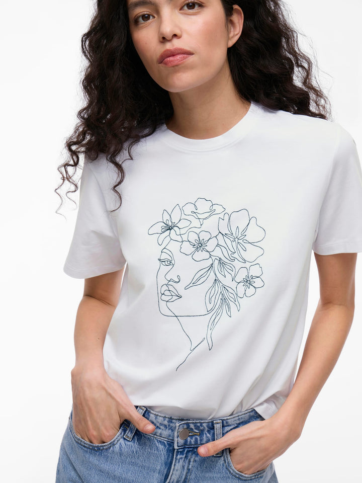 Vila 14103448 nora t-shirt k/m dames wit