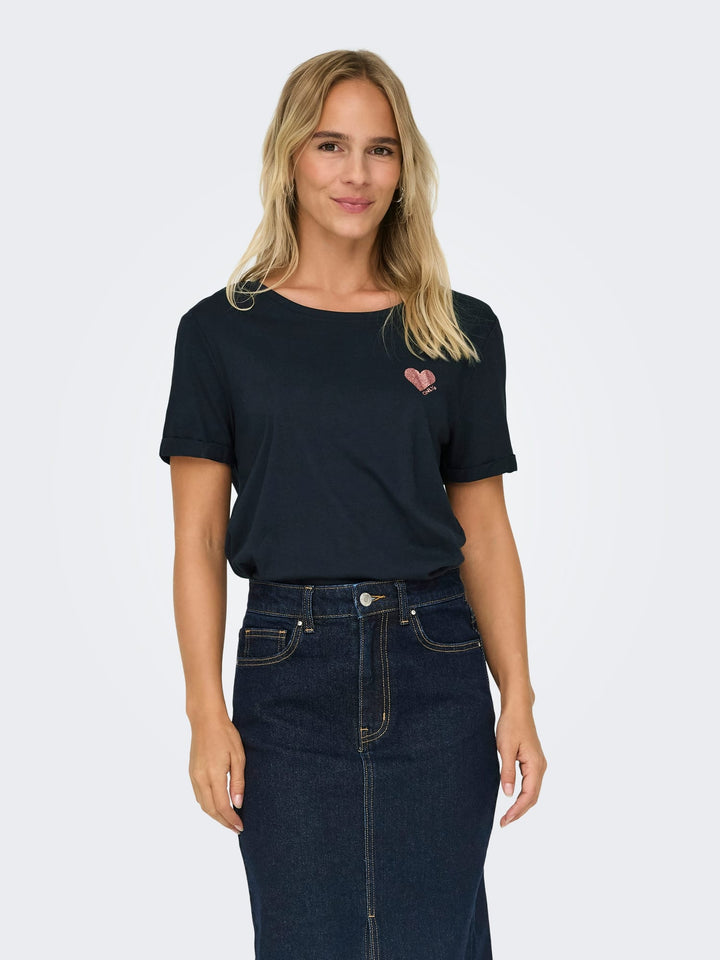 Only ONLKITA S/S TOP NOOS navy – dames t-shirt
