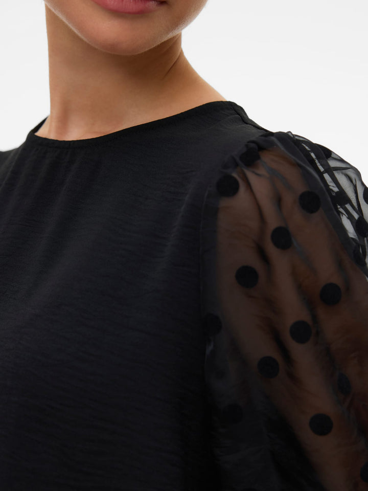 VERO MODA VMALVA DETAIL LS TOP WVN zwart – dames blouse