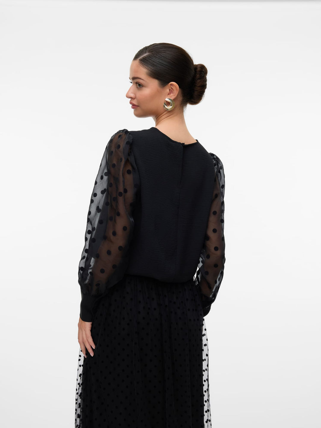 VERO MODA VMALVA DETAIL LS TOP WVN zwart – dames blouse