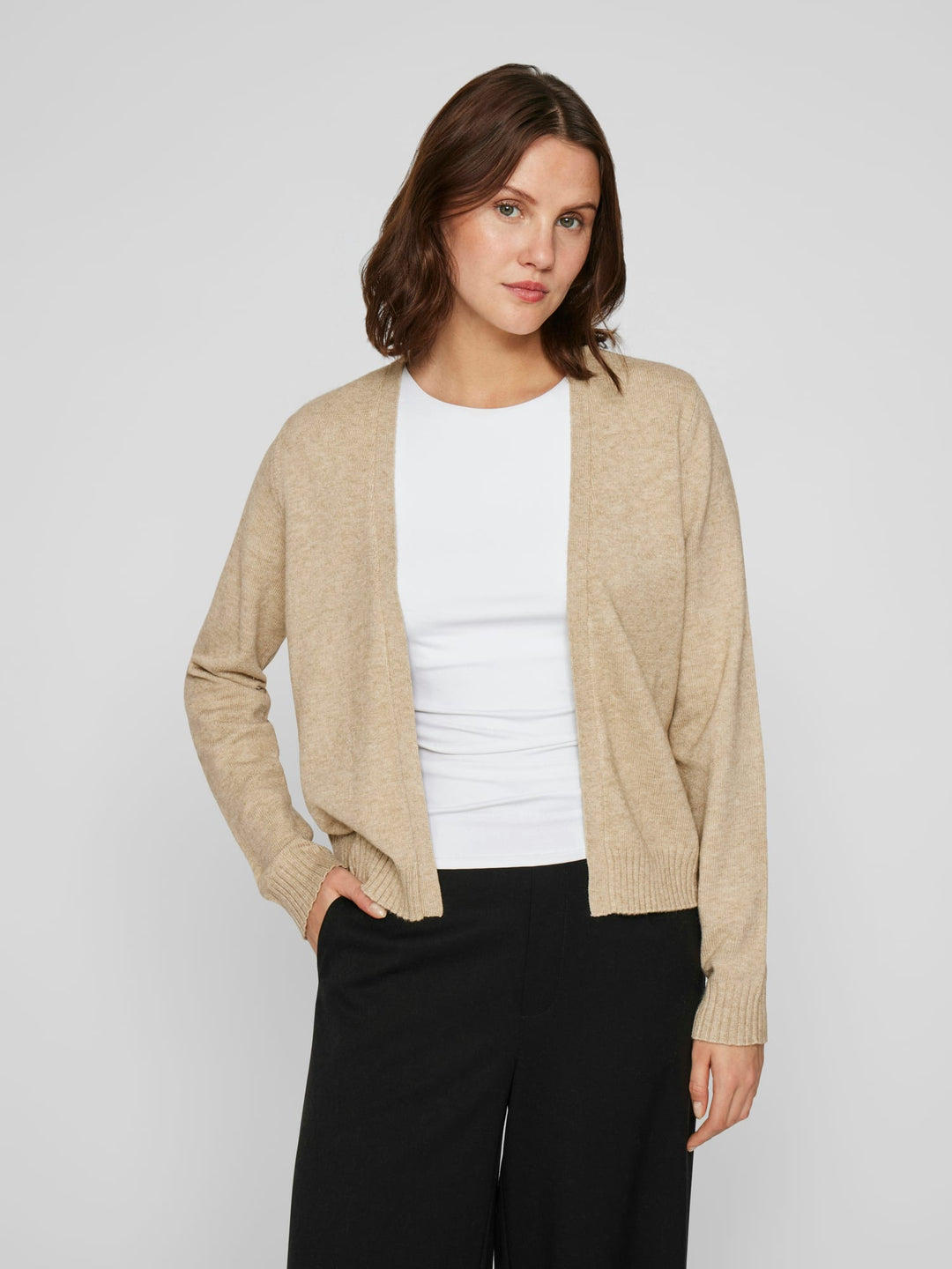 Vila VIRIL SHORT L/S KNIT CARDIGAN - dames vest in zand