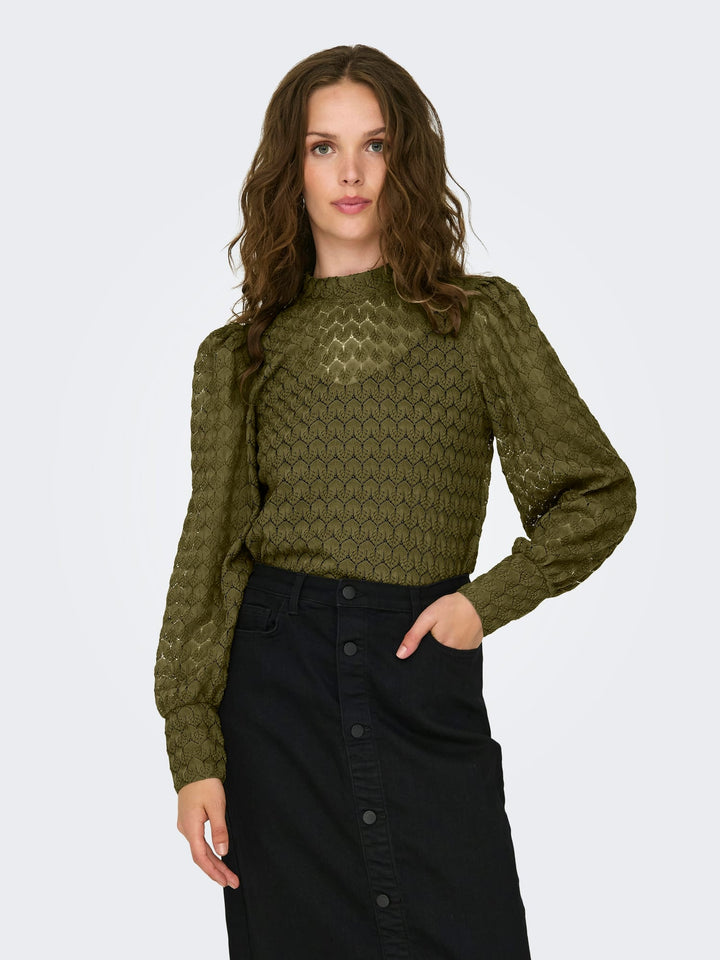Jacqueline de Yong JDY Avery L/S Lace Top – dames - Army
