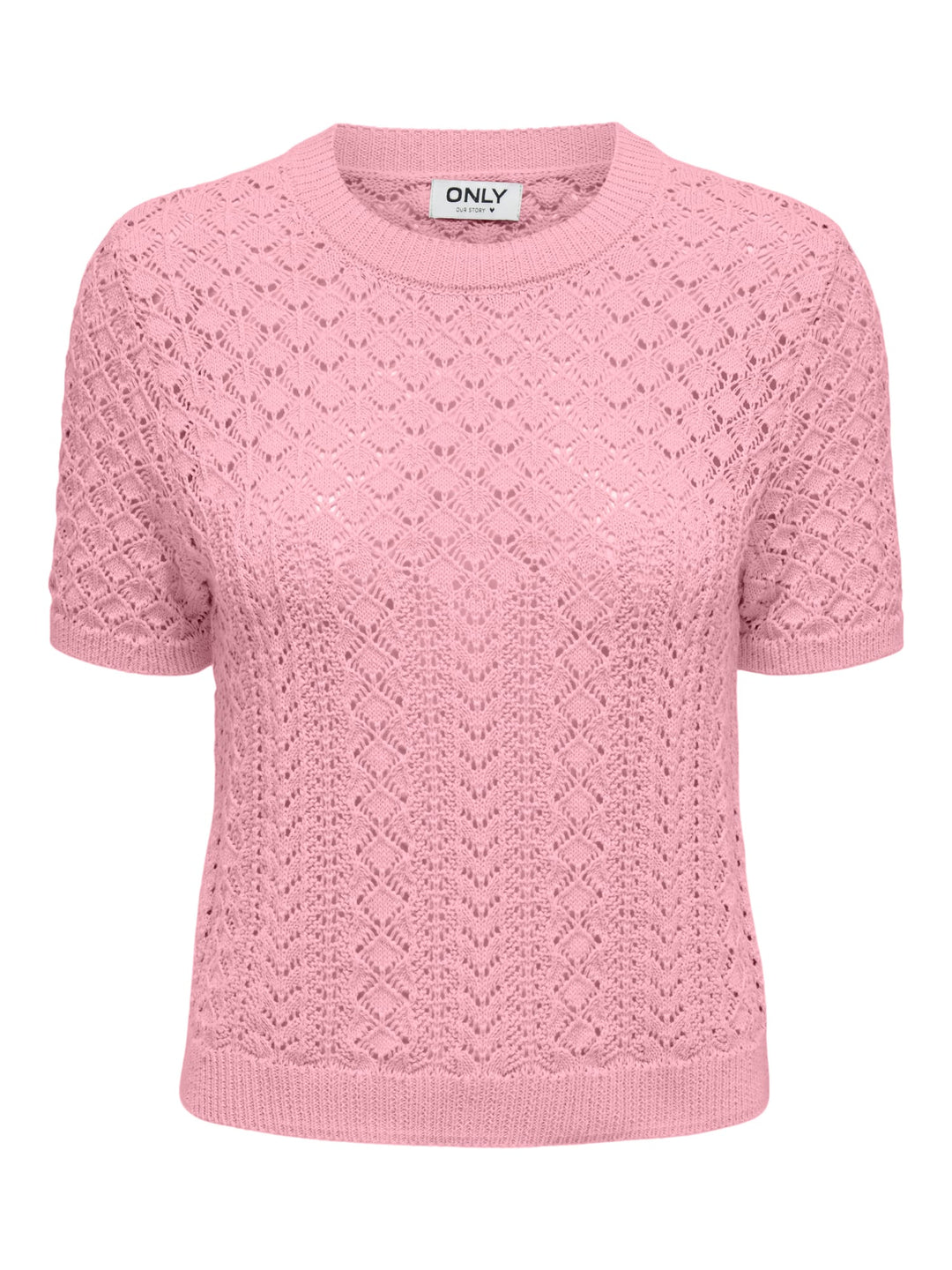 Only ONLSAGA SS O-NECK KNT NOOS licht roze top – dames