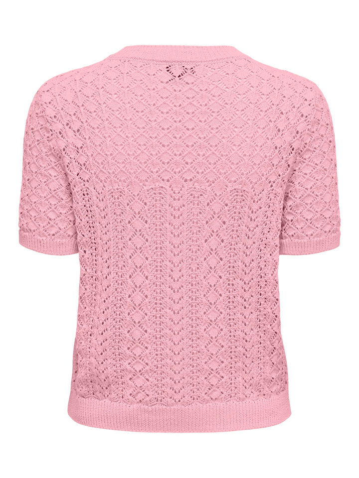 Only ONLSAGA SS O-NECK KNT NOOS licht roze top – dames