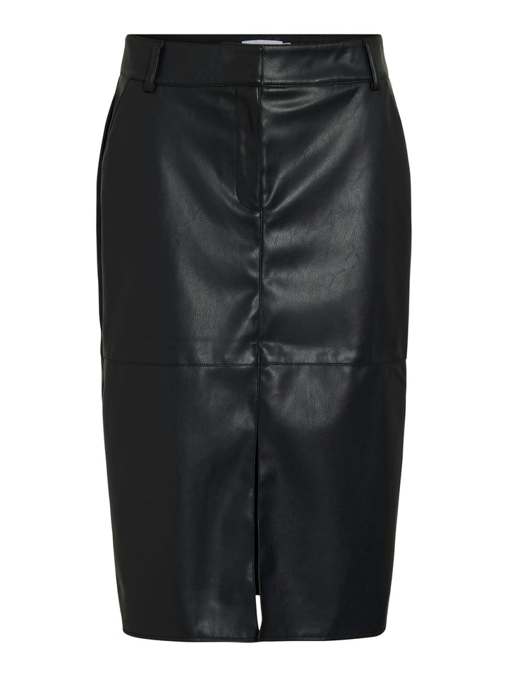 Vila Dagmar midi leren rok zwart – dames
