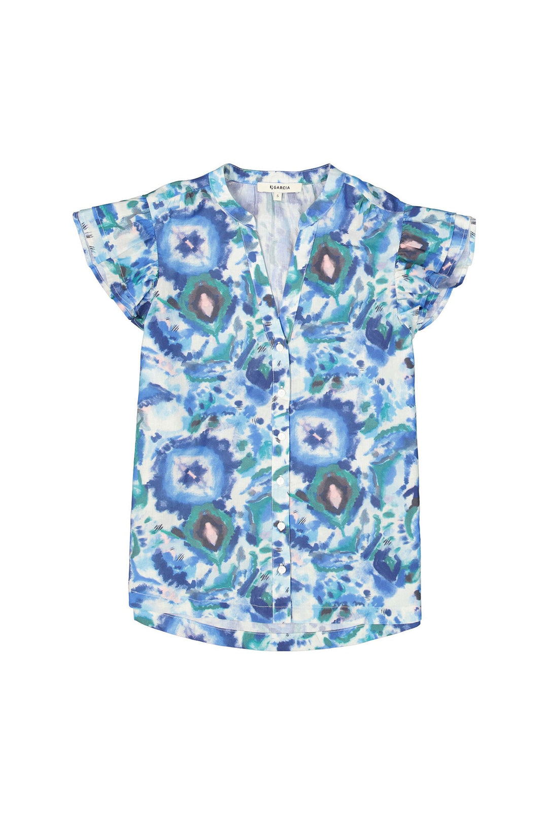 Garcia woman F50030 blouse k/m blauw dessin – dames