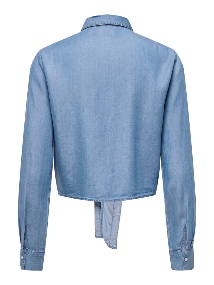 Jacqueline de Yong JDYJASPER L/S KNOT SHIRT – dames blouse - Blue Denim