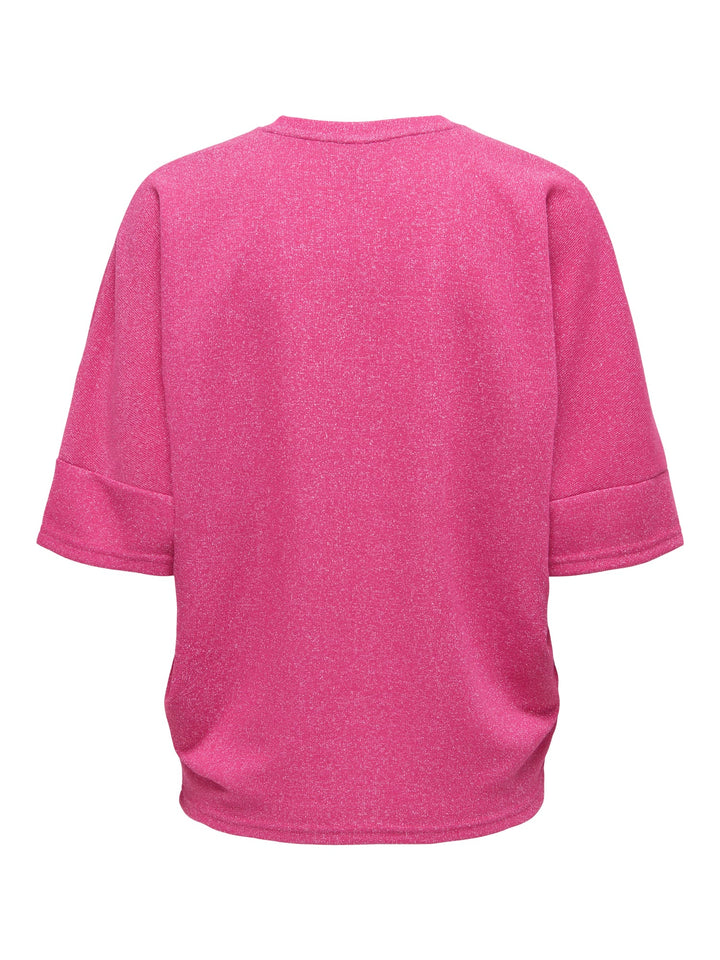Only ONLIVY S/S Glitter V-Neck Top – dames - Fuchsia
