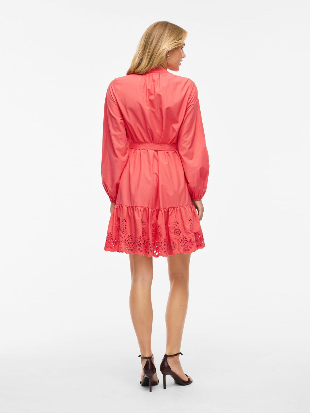 Vila Kelli V-Hals jurk koraal rood – dames