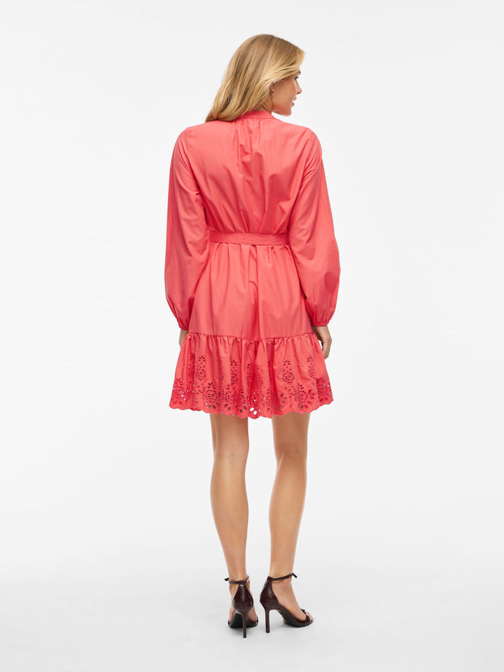 Vila Kelli V-Hals jurk koraal rood – dames