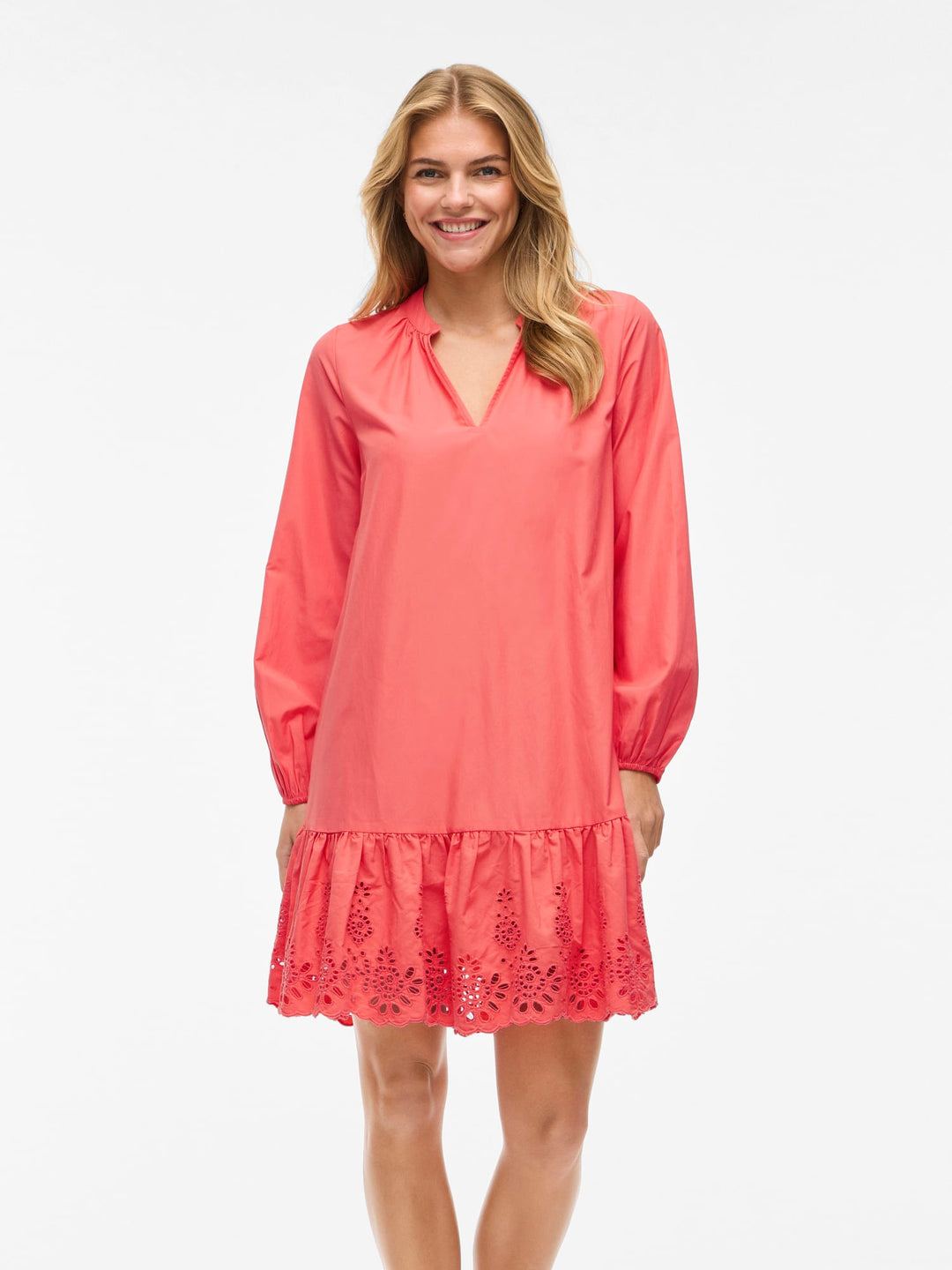 Vila Kelli V-Hals jurk koraal rood – dames