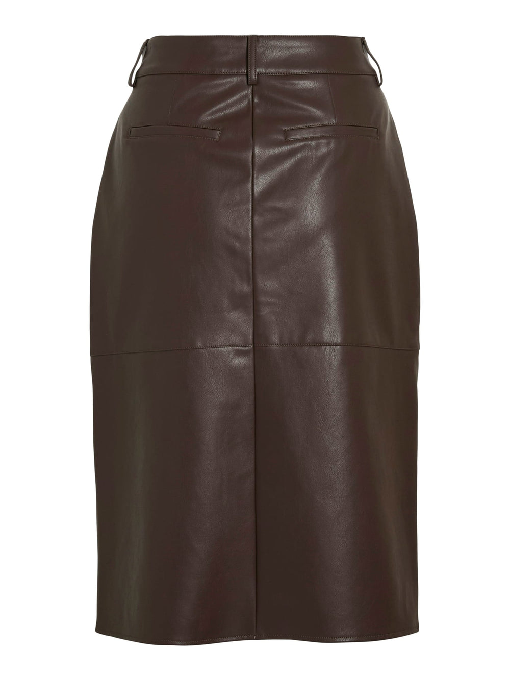 Vila 14105132 Dagmar rok midi (imitatie) leer bruin