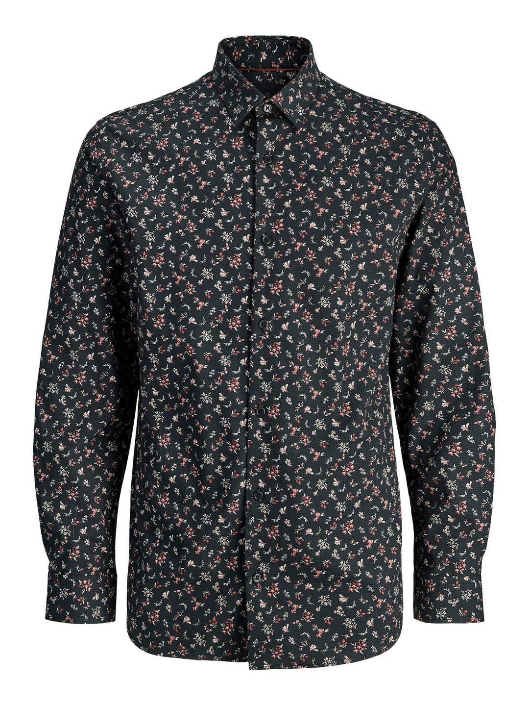 Jack & Jones JPRBLAYORK Print Dobby L/S Shirt – heren - Zwart Dessin
