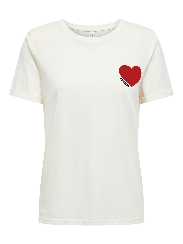 Only Vica T-shirt off-white – dames