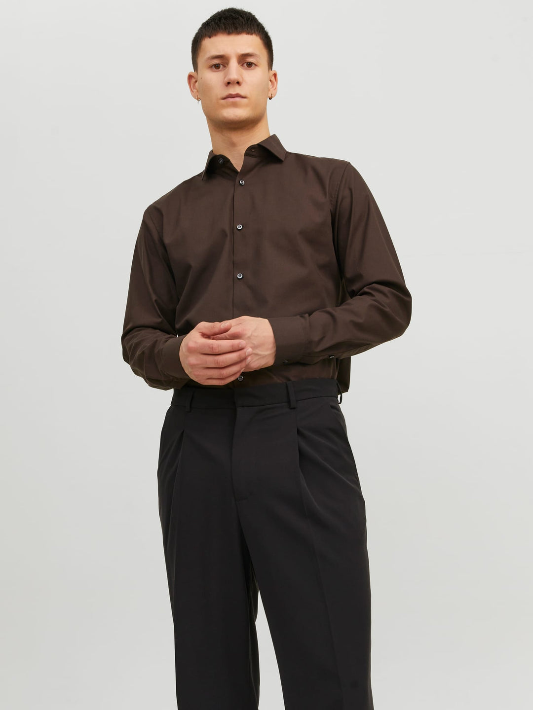 Jack & Jones overhemd l/m bruin – heren