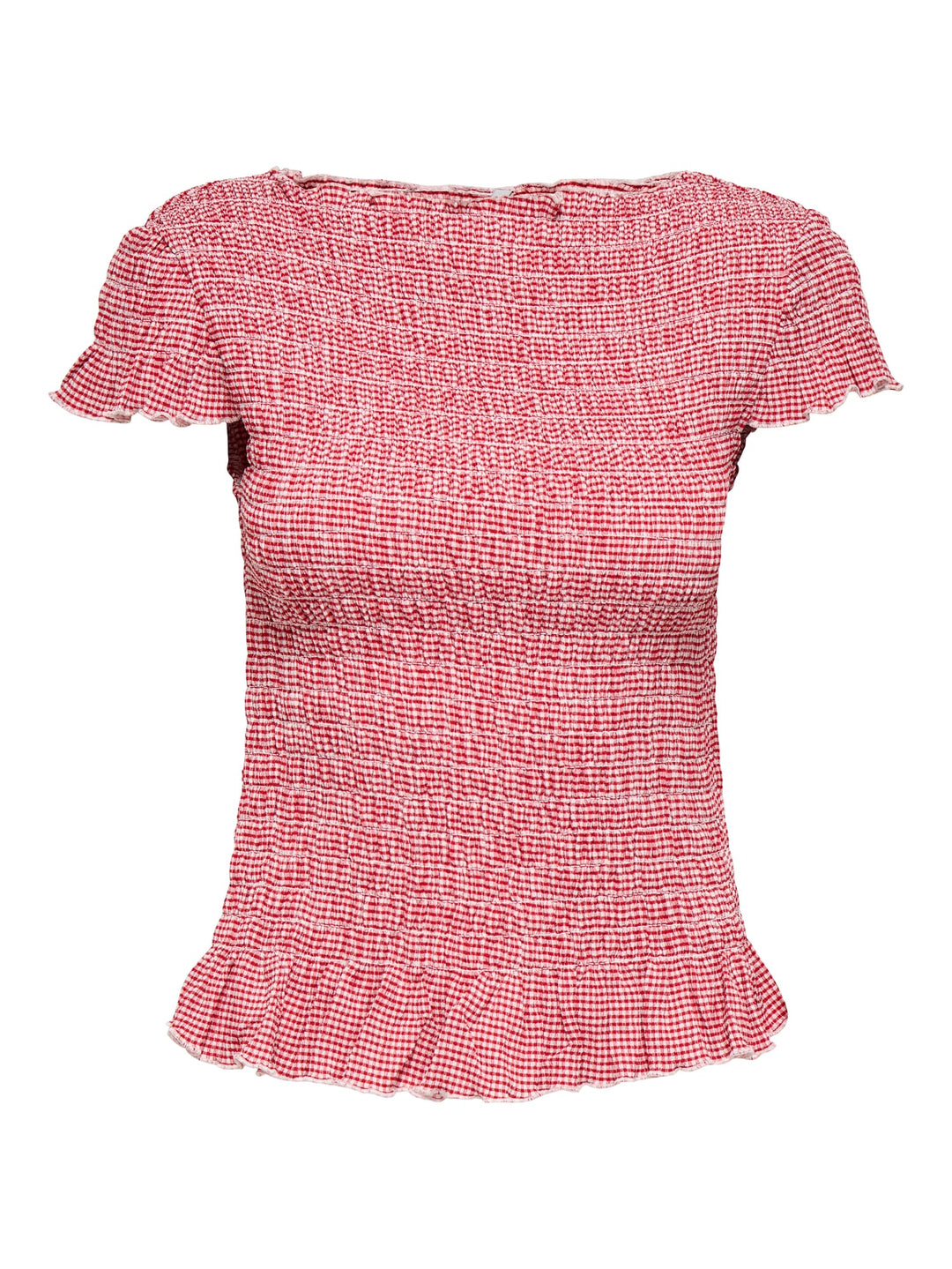 Only ONLCELLE CAP SMOCK BOATNECK TOP – dames top - Rood Dessin