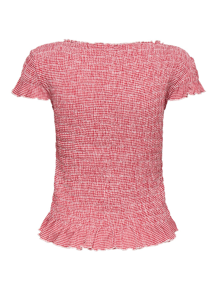 Only ONLCELLE CAP SMOCK BOATNECK TOP – dames top - Rood Dessin