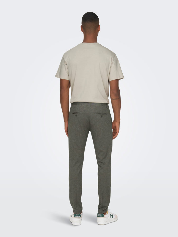 ONLY & SONS ONSMARK SLIM HERRINGBONE broek bruin dessin – heren - L34