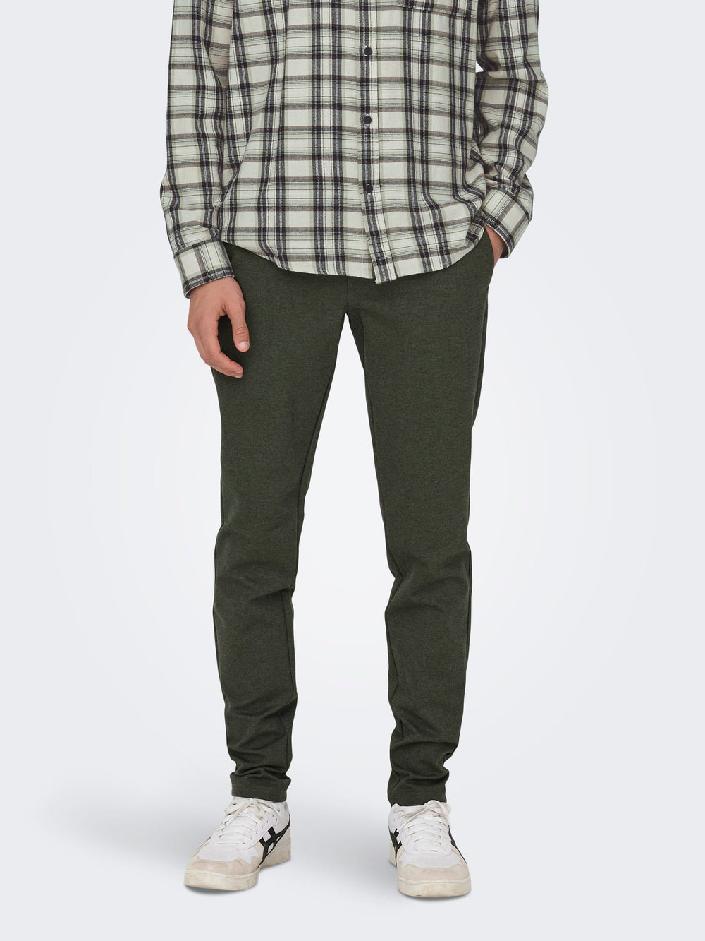 ONLY & SONS ONSMARK SLIM HERRINGBONE 2911 PANT – heren - Olijf - L34