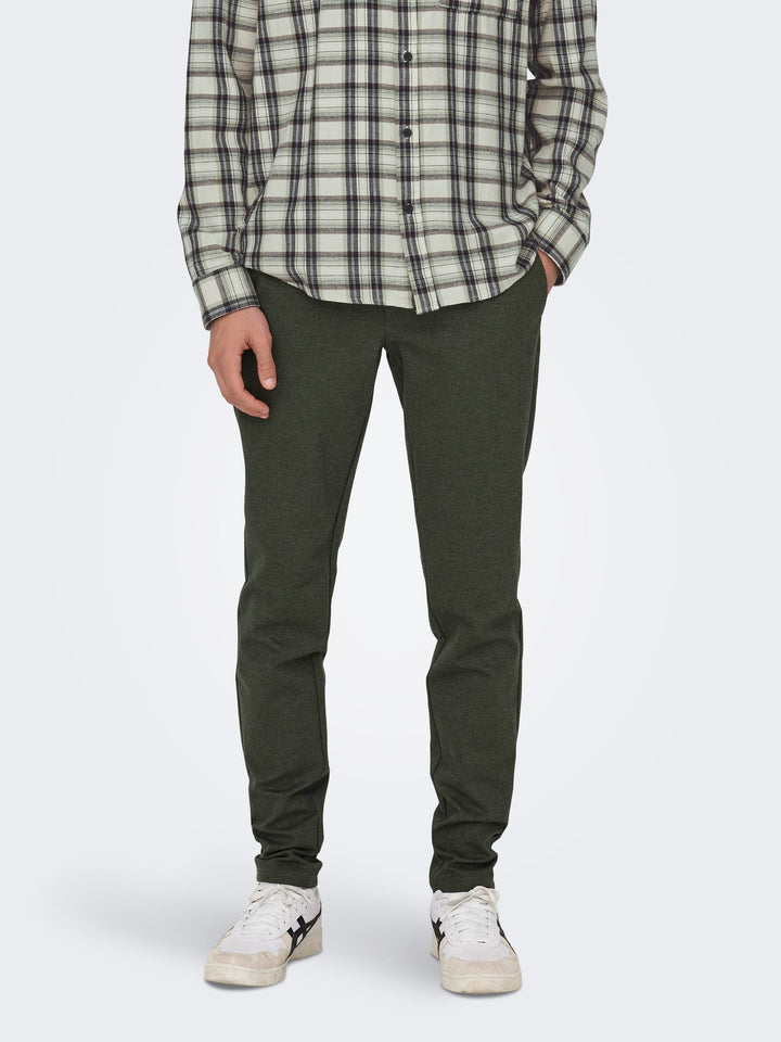 ONLY & SONS ONSMARK SLIM HERRINGBONE 2911 PANT – heren - Olijf - L34