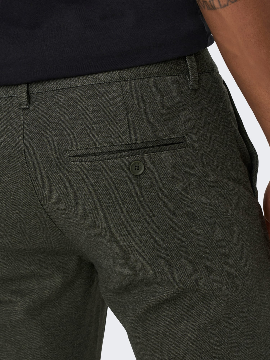 ONLY & SONS ONSMARK SLIM HERRINGBONE 2911 PANT – heren - Olijf - L34