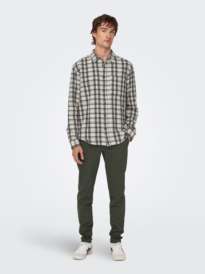 ONLY & SONS ONSMARK SLIM HERRINGBONE 2911 PANT – heren - Olijf - L34