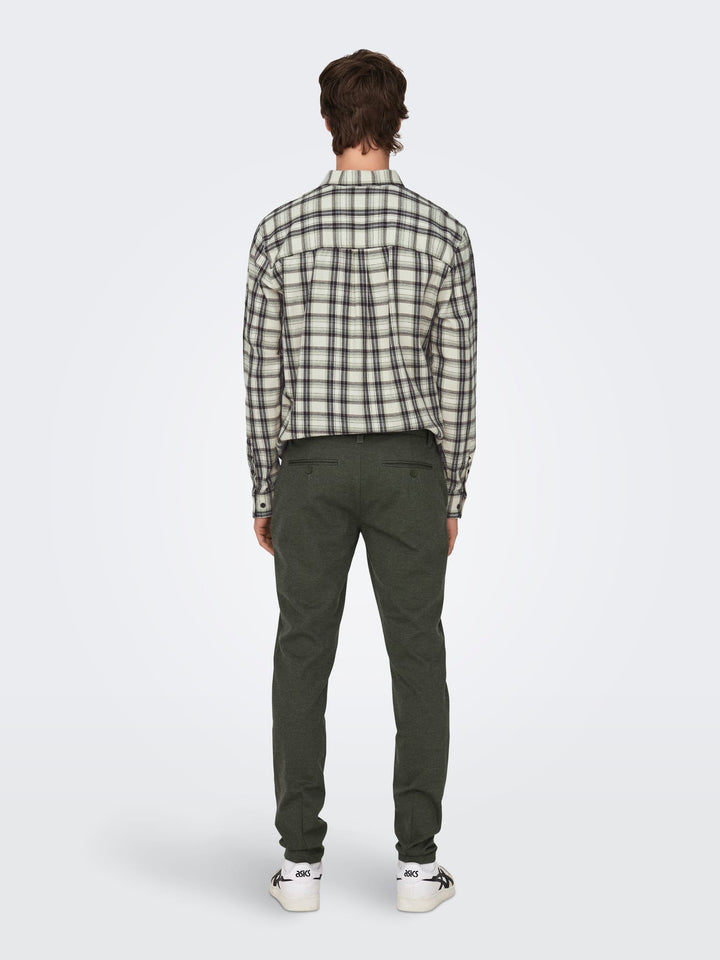ONLY & SONS ONSMARK SLIM HERRINGBONE 2911 PANT – heren - Olijf - L34