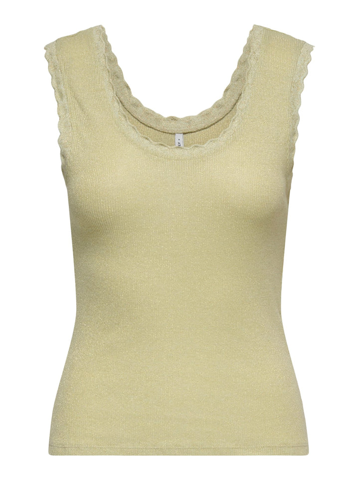 Only ONLCARLA S/L GLITTER TOP – dames top groen dessin