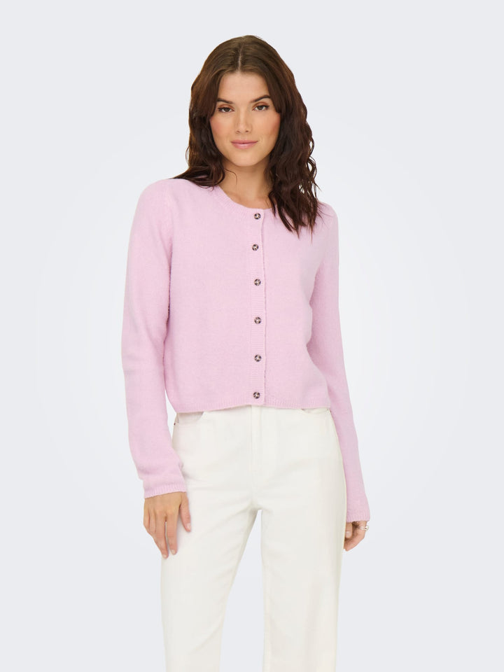 Jacqueline de Yong Chloe vest gebreid dames - roze