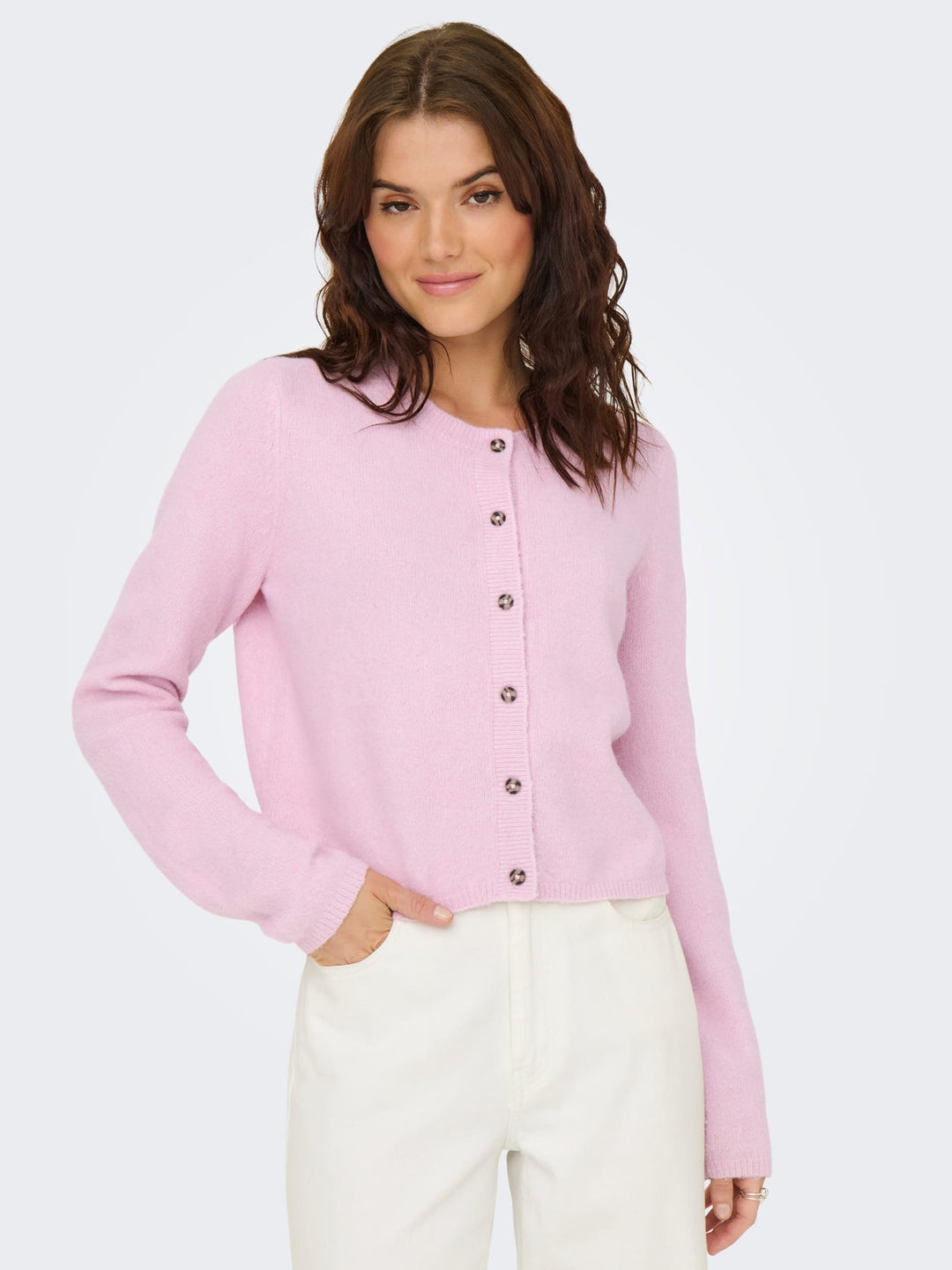 Jacqueline de Yong Chloe vest gebreid dames - roze