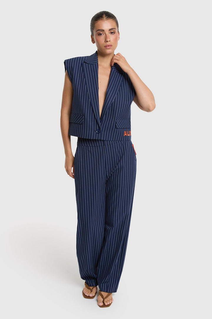 Alix the label lange broek dames blauw dessin