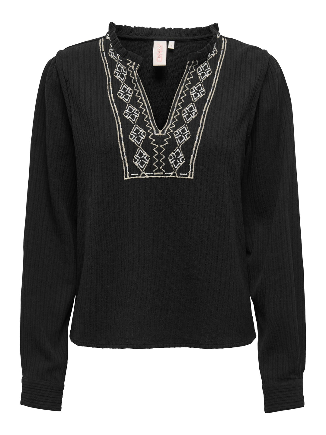 Only ONLEMMA LS DETAIL V-NECK TOP – dames top zwart
