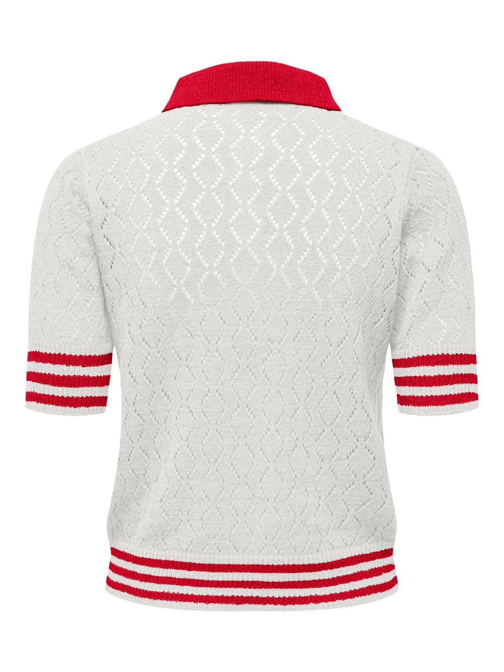 Only ONLSUNNY SS Pointelle Polo KNT – dames polo - Off-white