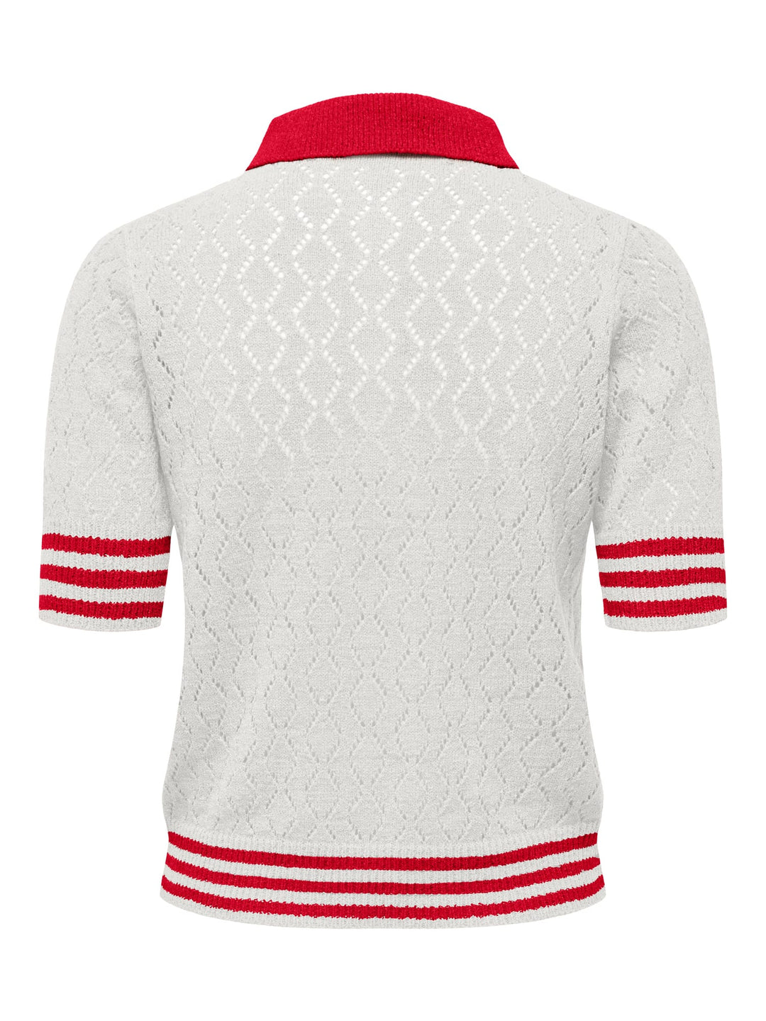 Only ONLSUNNY SS Pointelle Polo KNT – dames polo - Off-white