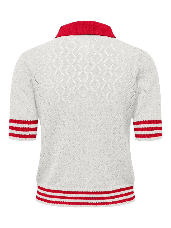 Only ONLSUNNY SS Pointelle Polo KNT – dames polo - Off-white