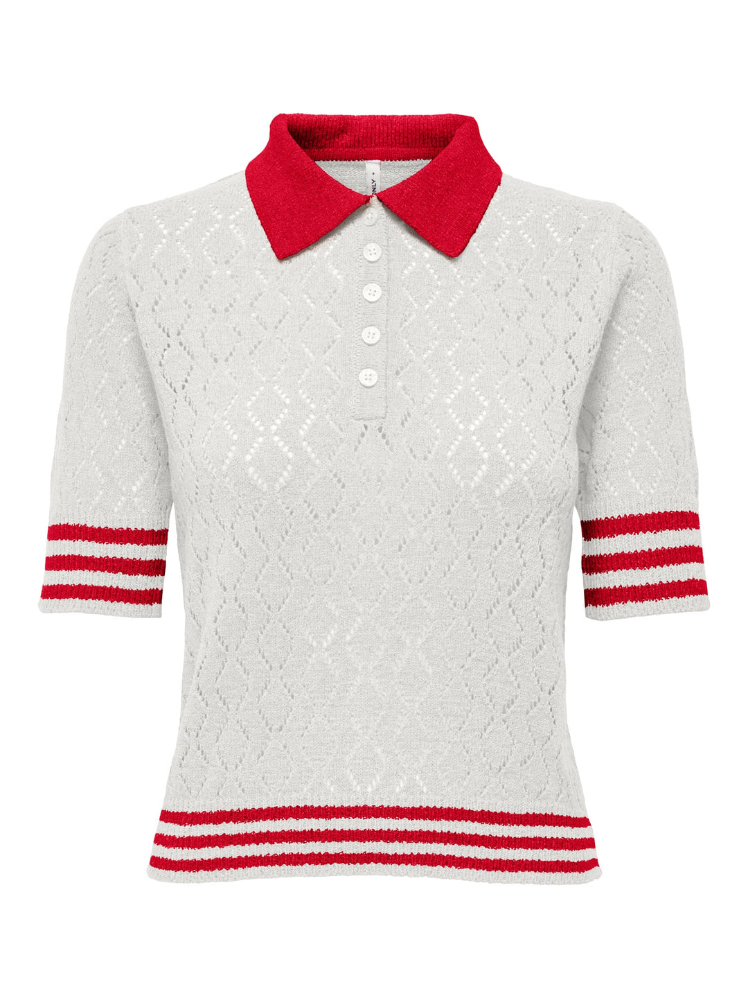 Only ONLSUNNY SS Pointelle Polo KNT – dames polo - Off-white