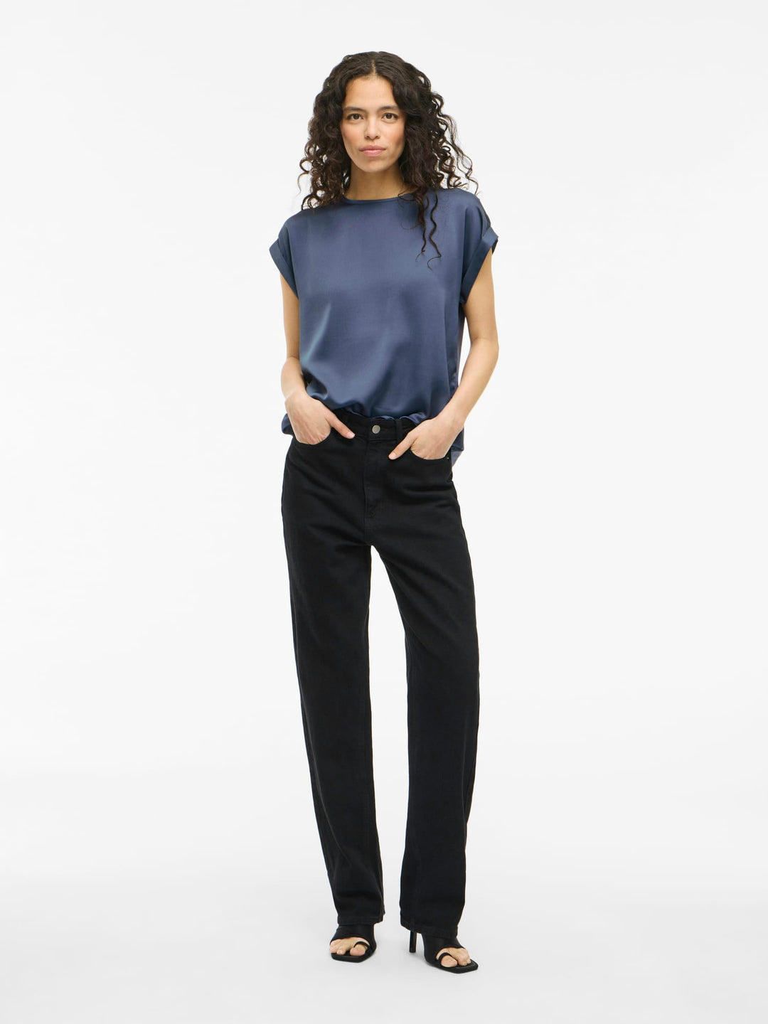 Vila Elette blouse rafblauw – dames
