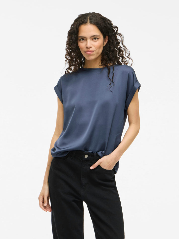 Vila Elette blouse rafblauw – dames