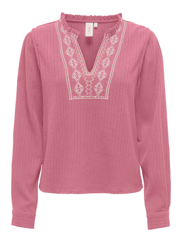 Only ONLEMMA LS DETAIL V-NECK TOP fuchsia – dames top