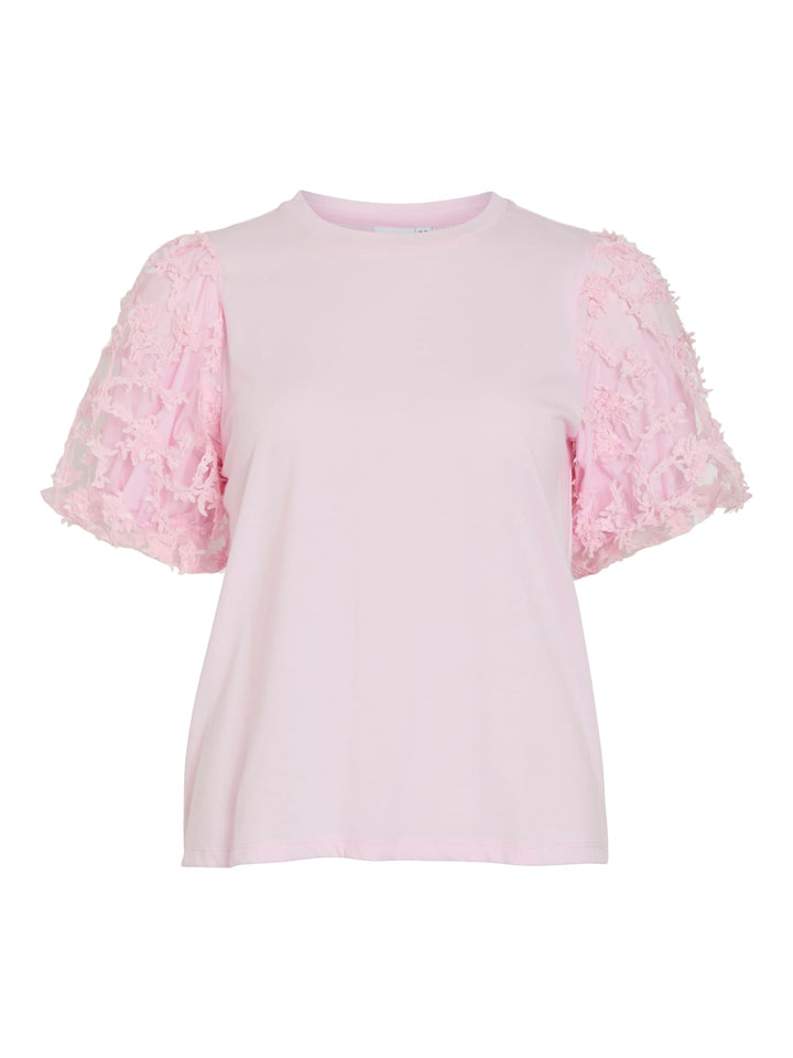 Vila VIONESCA O-NECK S/S TOP roze – dames top